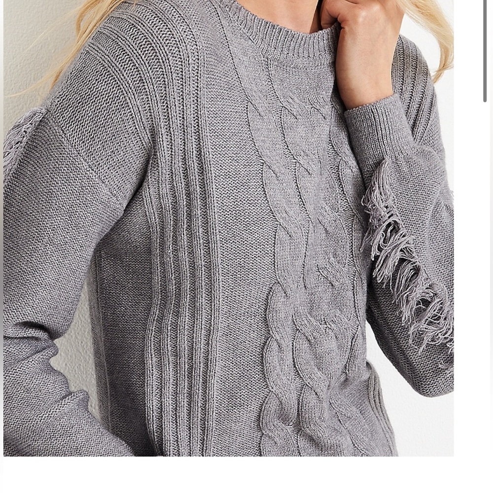 Fringe sleeve cable sweater size medium- worn one time.